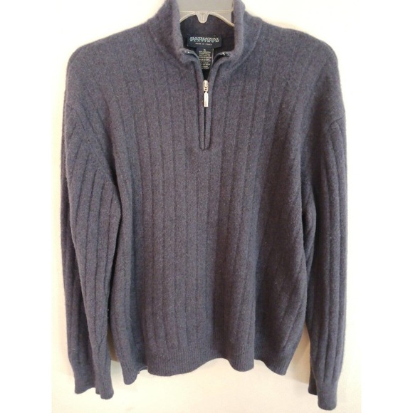 100% Other - hathaway platinum 100% geelong lambs wool 1/4 zip pullover mens sweater Italy